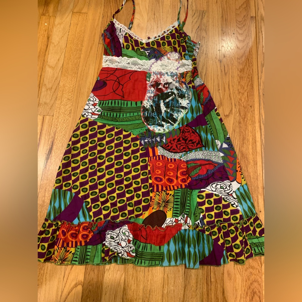 Colorful Patchwork Spaghetti Strap Dress